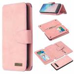 For Samsung Galaxy S10 Plus Detachable Frosted Magnetic Horizontal Flip PU Leather Case with Card Slots & Holder & Zipper Wallet & Photo Frame(Pink)