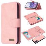 For Samsung Galaxy S20 Detachable Frosted Magnetic Horizontal Flip PU Leather Case with Card Slots & Holder & Zipper Wallet & Photo Frame(Pink)