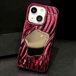 For iPhone 14 Plus Wave Electroplated Mirror TPU Full Coverage Phone Case(Red)