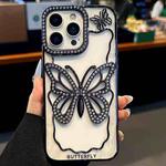 For iPhone 16 Pro Max Hollow Butterfly Electroplating TPU Phone Case(Black)