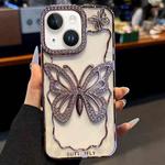 For iPhone 15 Hollow Butterfly Electroplating TPU Phone Case(Rose Gold)