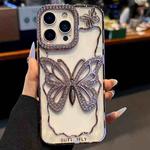 For iPhone 13 Pro Max Hollow Butterfly Electroplating TPU Phone Case(Rose Gold)