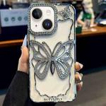 For iPhone 13 Hollow Butterfly Electroplating TPU Phone Case(Silver)