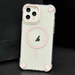 For iPhone 11 Pro Max Contrast Color Airbag Magsafe TPU Full Coverage Phone Case(Pink)