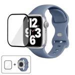 For Apple Watch Series 10 42mm Butterfly Buckle Silicone Watch Band with 3D Curved Film(Lavender Gray)