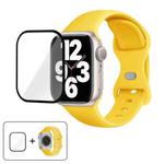 For Apple Watch Series 42mm Butterfly Buckle Silicone Watch Band with 3D Curved Film(Yellow)