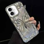 For iPhone 17 Butterfly Electroplating TPU Phone Case with Epoxy Cardboard(Silver)