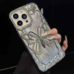 For iPhone 15 Pro Butterfly Electroplating TPU Phone Case with Epoxy Cardboard(Silver)