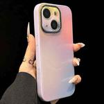 For iPhone 15 Plus Gradient Silk Print Acrylic Hybrid TPU MagSafe Phone Case(Purple)