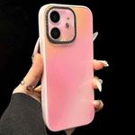 For iPhone 11 Gradient Silk Print Acrylic Hybrid TPU MagSafe Phone Case(Pink)