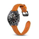 For Samsung Galaxy Watch 3 41mm Flat Texture Leather Watch Band(Orange)