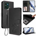 For HMD Pulse Pro / Pulse / Pulse+ Embossed Heart Cat Leather Phone Case with Strap(Black)