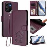 For HMD Skyline Embossed Heart Cat Leather Phone Case with Strap(Dark Purple)