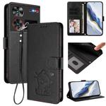 For ZTE nubia Z60 Ultra Embossed Heart Cat Leather Phone Case with Hand Strap(Black)
