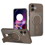 For Motorola Moto G54 Carbon Fiber Texture MagSafe Phone Case with Holder(Brown)