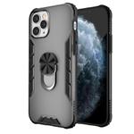 For iPhone 12 / 12 Pro Magnetic Frosted PC + Matte TPU Shockproof Case with Ring Holder(Phantom Black)