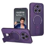 For Realme 14 Pro+ Carbon Fiber Texture MagSafe Phone Case with Holder(Purple)