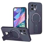 For Redmi Note 13 5G Global Carbon Fiber Texture MagSafe Phone Case with Holder(Blue)