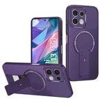 For Redmi Note 13 5G Global Carbon Fiber Texture MagSafe Phone Case with Holder(Purple)