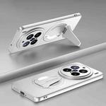For vivo X200 Pro Spaceship MagSafe Folding Holder Phone Case(Silver White)