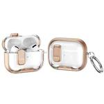 For AirPods Pro Lock Transparent Crystal Bluetooth Earphone Protective Case with Stand(Gold)