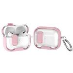 For AirPods Pro Lock Transparent Crystal Bluetooth Earphone Protective Case with Stand(Pink)
