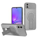 For Samsung Galaxy A05 / F05 / M05 Carbon Fiber Texture MagSafe Phone Case with Holder(Grey)