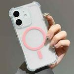 For iPhone 11 Electroplating TPU Hybrid PC Four Corners Shockproof MagSafe Phone Case(Pink)