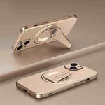 For iPhone 15 Spaceship MagSafe Folding Holder Phone Case(Desert Gold)