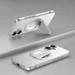 For iPhone 16 Spaceship MagSafe Folding Holder Phone Case(Silver White)