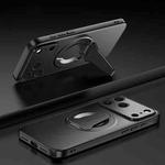 For iPhone 17 Pro Max Spaceship MagSafe Folding Holder Phone Case(Black)