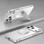 For iPhone 17 Pro Max Spaceship MagSafe Folding Holder Phone Case(Silver White)