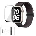 For Apple Watch Series 41mm Umbrella Buckle Milanese Stainless Steel Watch Band with 3D Curved Film(Black)