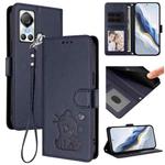 For Itel S18 / Vision 5 Embossed Heart Cat Leather Phone Case with Hand Strap(Blue)