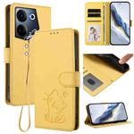 For Tecno Camon 20 4G / 20 Pro 4G Embossed Heart Cat Leather Phone Case with Hand Strap(Yellow)