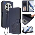 For Infinix Zero 40 4G / 5G Embossed Heart Cat Leather Phone Case with Hand Strap(Blue)