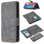 For Samsung Galaxy A20 / A30 Detachable Frosted Magnetic Horizontal Flip Leather Case with Card Slots & Holder & Zipper Wallet & Photo Frame(Grey)