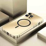 For iPhone 14 Pro Spring Buckle MagSafe Magnetic Metal Phone Case(Gold)