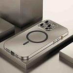 For iPhone 15 Pro Max Spring Buckle MagSafe Magnetic Metal Phone Case(Titanium)