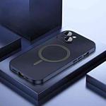 For iPhone 15 Spring Buckle MagSafe Magnetic Metal Phone Case(Titanium Blue)