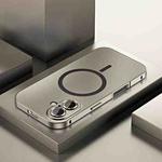 For iPhone 16 Plus Spring Buckle MagSafe Magnetic Metal Phone Case(Titanium)