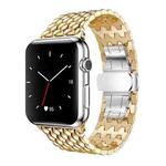 For Apple Watch 42 / 44 / 45 / 46 / 49mm xDfind Dragon Texture Metal Watch Band(Gold)
