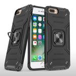 For iPhone 8 Plus & 7 Plus  Magnetic Armor Shockproof TPU + PC Case with Metal Ring Holder(Black)