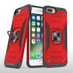 For iPhone 8 Plus & 7 Plus  Magnetic Armor Shockproof TPU + PC Case with Metal Ring Holder(Red)