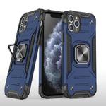 For iPhone 11 Magnetic Armor Shockproof TPU + PC Case with Metal Ring Holder(Blue)