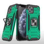 For iPhone 11 Pro Magnetic Armor Shockproof TPU + PC Case with Metal Ring Holder(Deep Green)