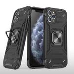 For iPhone 11 Pro Max Magnetic Armor Shockproof TPU + PC Case with Metal Ring Holder(Black)