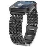 For Apple Watch 42 / 44 / 45 / 46 / 49mm xDfind Herringbone Braided Stainless Steel Watch Band(Black)