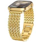 For Apple Watch 38 / 40 / 41 / S10 42mm xDfind Herringbone Braided Stainless Steel Watch Band(Gold)