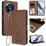 For TCL 50 Pro NxtPaper / 50 NxtPaper 5G Embossed Heart Cat Leather Phone Case with Hand Strap(Brown)